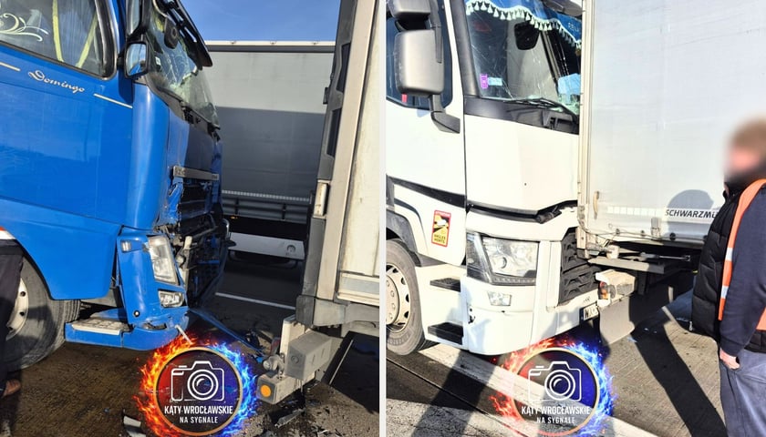 Uszkodzone samochody ciężarowe na autostradzie A4. Aż trzy ciężarówki blokują autostradę A4, 16.01.2026 r.