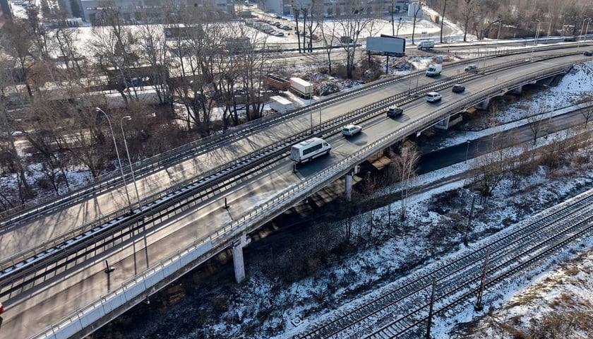 Estakady na Alei Sobieskiego - widok z lotu ptaka