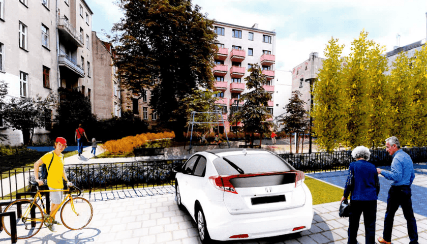 Wizualizacja - podwórko w obrębie ulic Piotra Skargi i Nowej