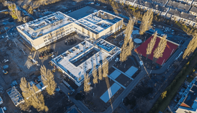 ZSP na Zwycięskiej w trakcie budowy, grudzień 2025 (widok z góry)