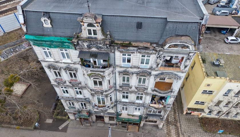 Kamienica nr 4 przy ulicy Wysokiej - zdjęcie z lotu ptaka