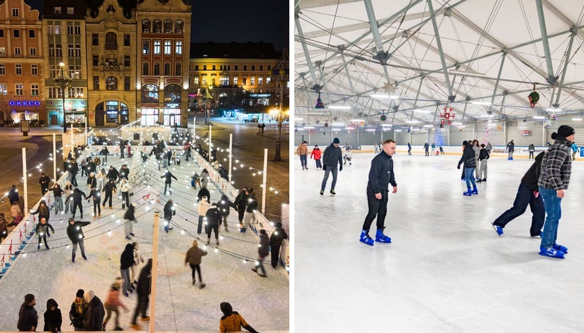 Po lewej: lodowisko w Rynku, po prawej: lodowisko przy ul. Spiskiej