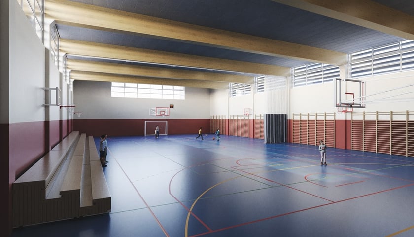 Nowy blok sportowy VIII LO we Wrocławiu - wizualizacja.