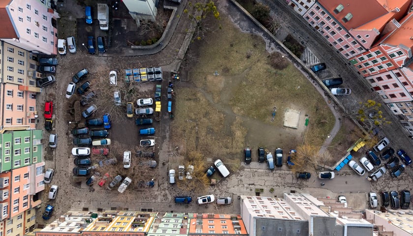 Podwórka na Psich budach widziane z lotu ptaka