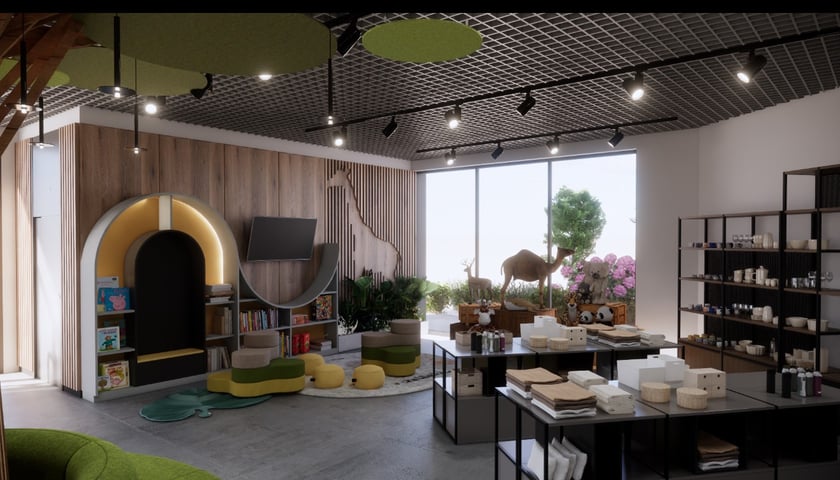 Wizualizacja wnętrza pawilonu wyjściowego