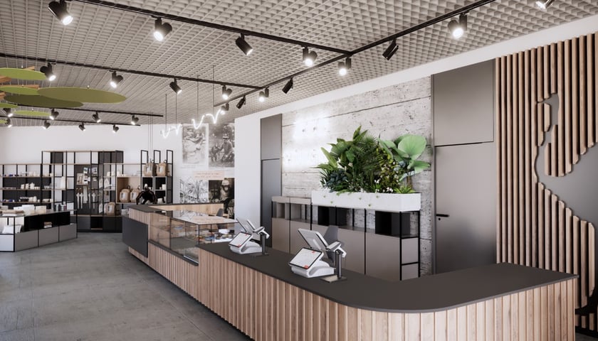 Wizualizacja wnętrza pawilonu wyjściowego