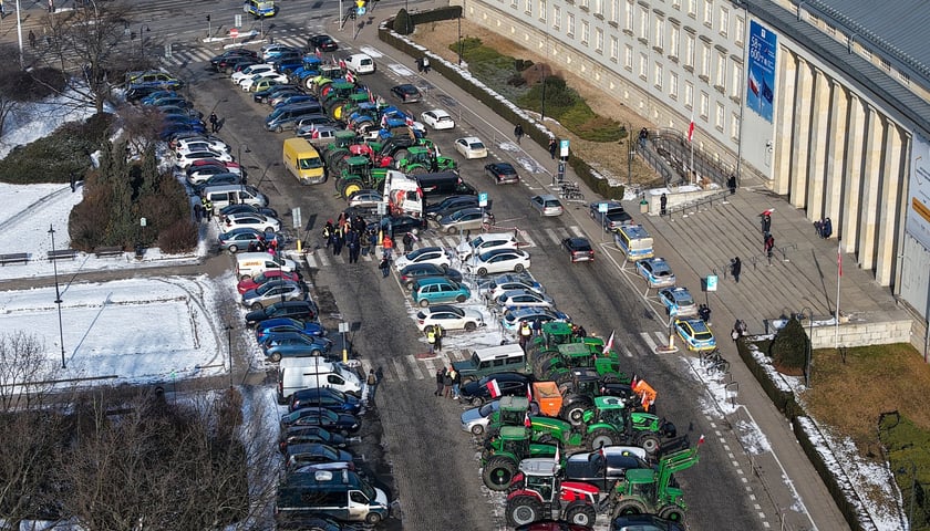 Protest związkowc&oacute;w - rolnik&oacute;w, g&oacute;rnik&oacute;w, hodowc&oacute;w, 20 lutego 2026