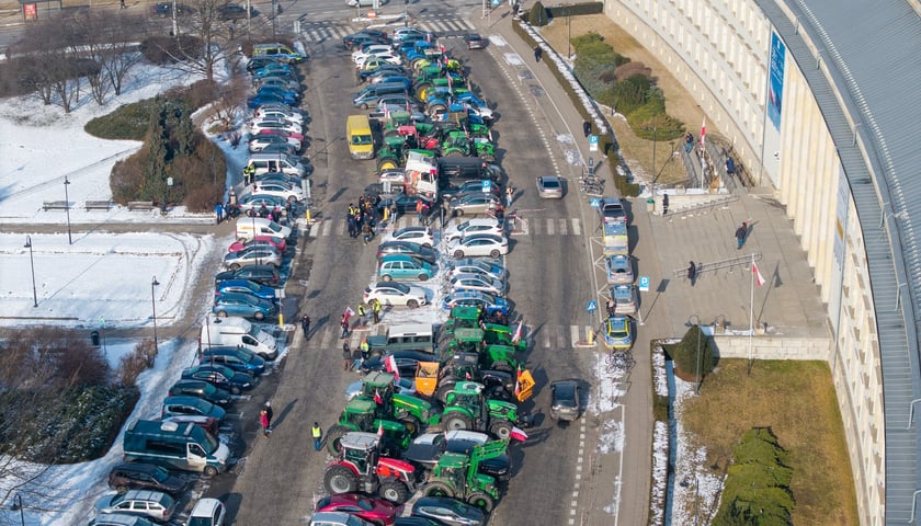 Protest związkowc&oacute;w - rolnik&oacute;w, g&oacute;rnik&oacute;w, hodowc&oacute;w, 20 lutego 2026