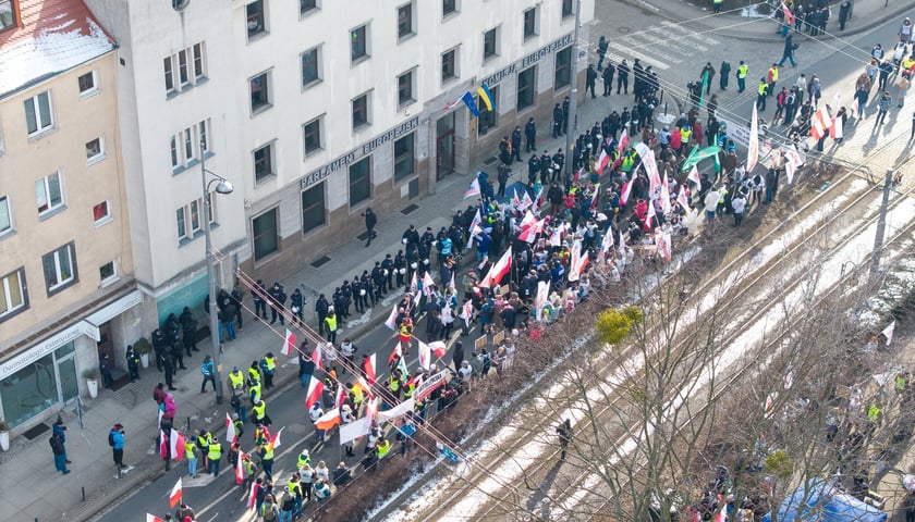 Protest związkowc&oacute;w - rolnik&oacute;w, g&oacute;rnik&oacute;w, hodowc&oacute;w, 20 lutego 2026