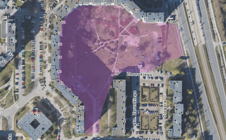 Konsultowany obszar podwórka.