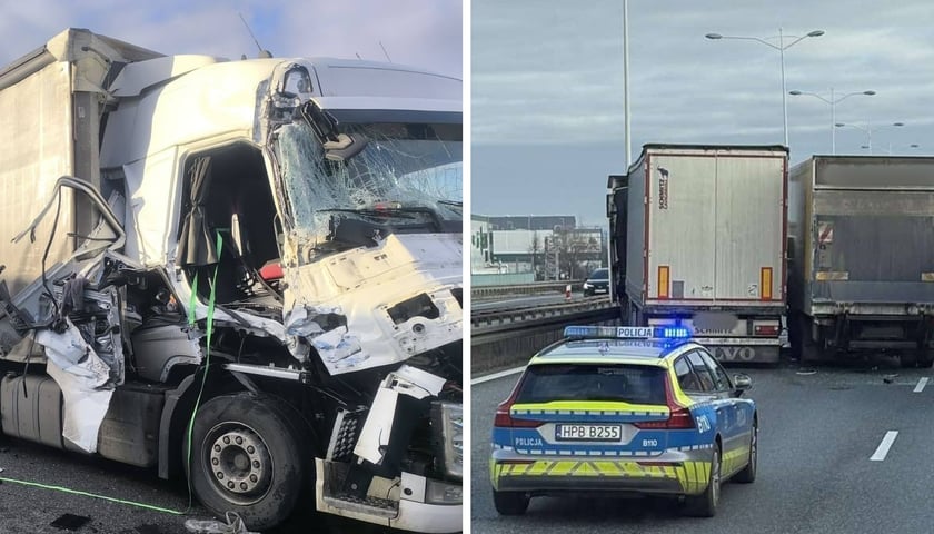 Zderzenie ciężarówek na AOW, 25.02.2026 r. 