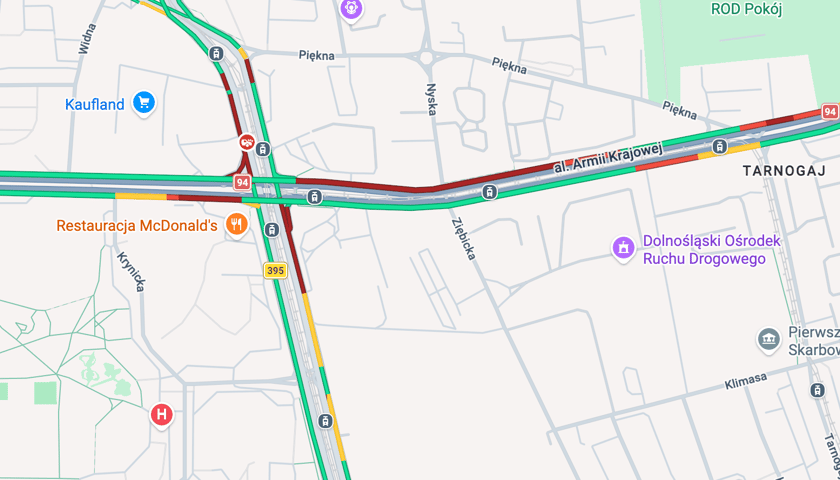 <p>Skrzyżowanie Bardzkiej i Armii Krajowej - stan na godzinę 8:00</p>