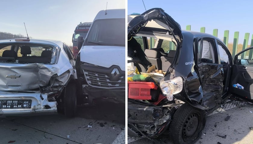 Zderzenie 4 samochodów na autostradzie A4, 27.02.2026 r. 