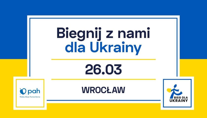 Bieg dla Ukrainy odbędzie się w co najmniej kilkunastu polskich miastach - grafika reklamująca wydarzenie