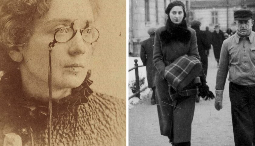 Z lewej: Maria Dulębianka, z prawej: Aleksandra Piłsudska w towarzystwie starszego mężczyzny