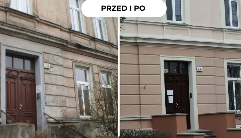 <p>Dzrwi do klatki schodowej - przed remontem i już po nim</p>