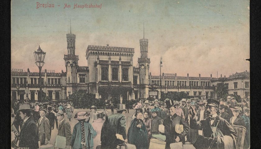 <p>Dworzec Gł&oacute;wny we Wrocławiu w 1909 roku.</p>