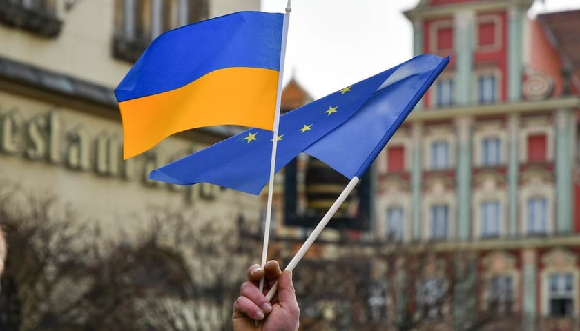 прапор України та Європейського Союзу, iлюстрацiя