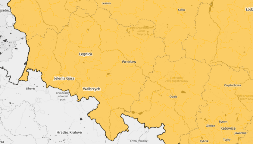 <p>Przymrozki we Wrocławiu - mapa zagrożeń do 7:00, 22 marca</p>
