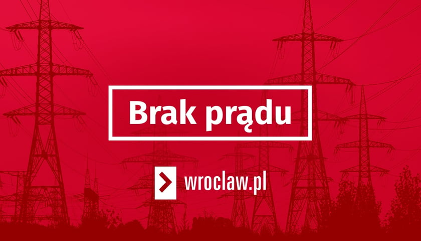 Napis brak prądu na czerwonym tle