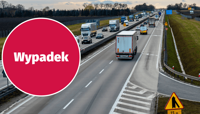 Samochody na autostradzie A4/zdjęcie  poglądowe. W kółku napis: Awaria