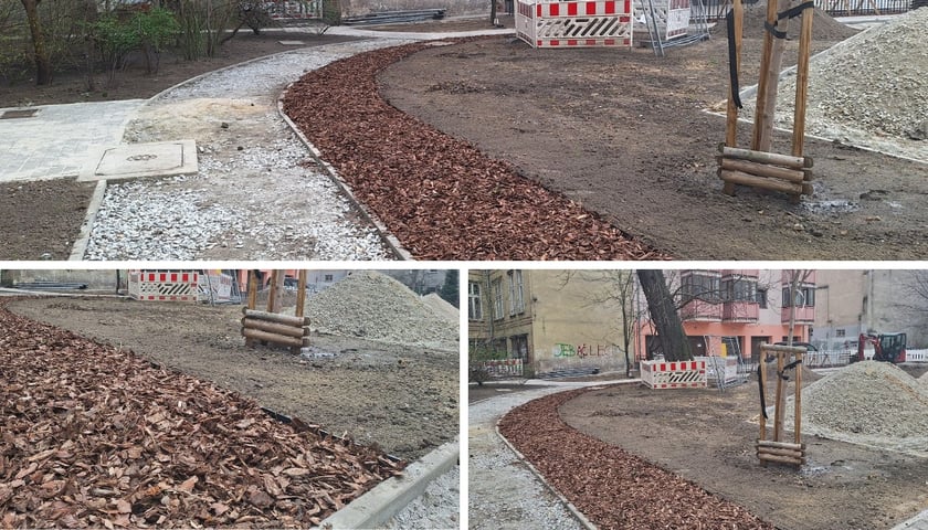 <p>To właśnie mulcz, wysypano wok&oacute;ł przyszłych przestrzeni rekreacyjnych</p>