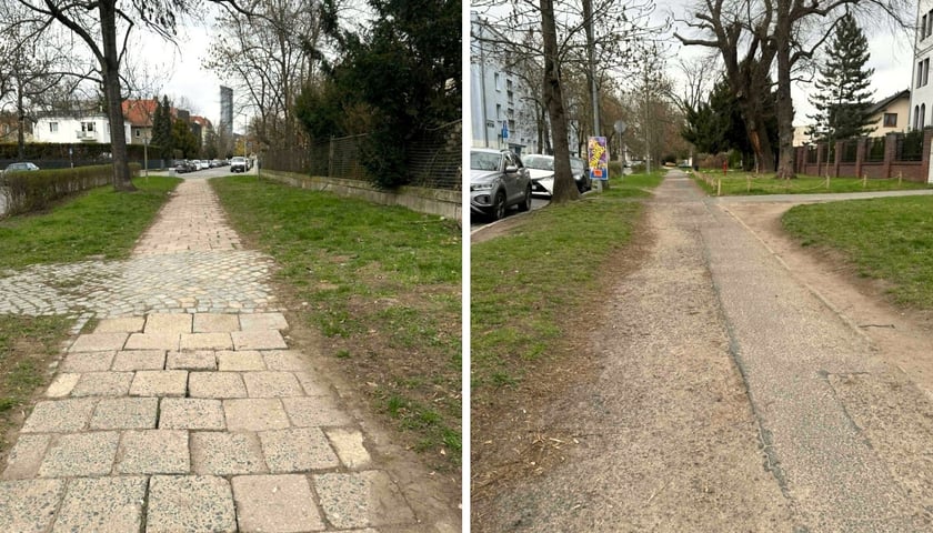 Zdjęcia przedstawiają stan obecny chodnika na Januszowickiej 
