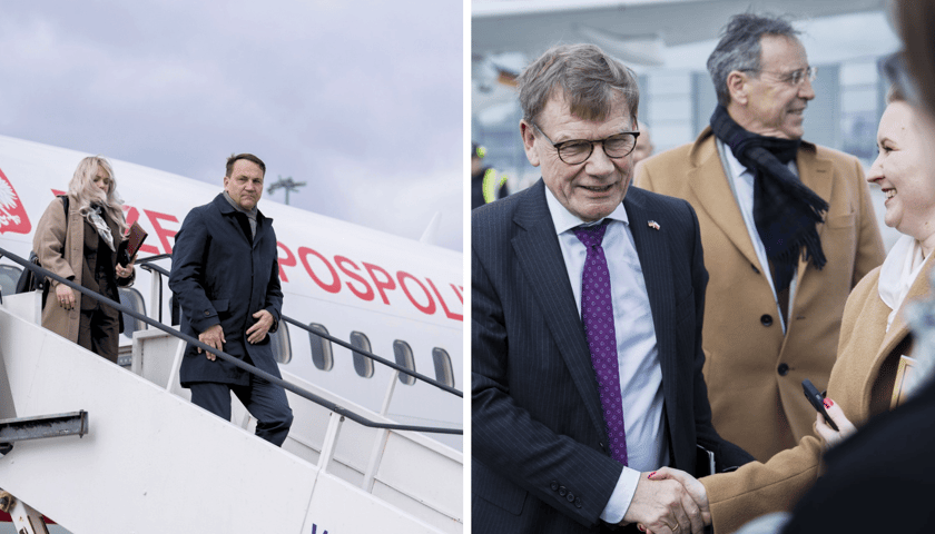 Po lewej m.in. minister Radosław Sikorski, po prawej m.in. Johann Wadephul