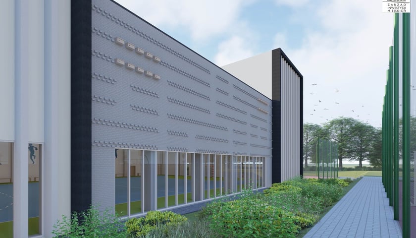 Wizualizacja przedstawiająca rozbudowę Szkoły Podstawowej nr 76.