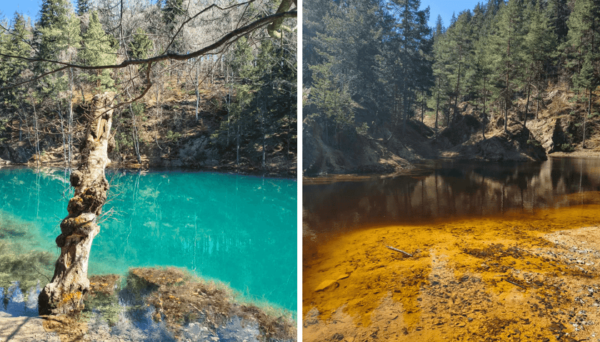 Dwa z czterech kolorowych jeziorek