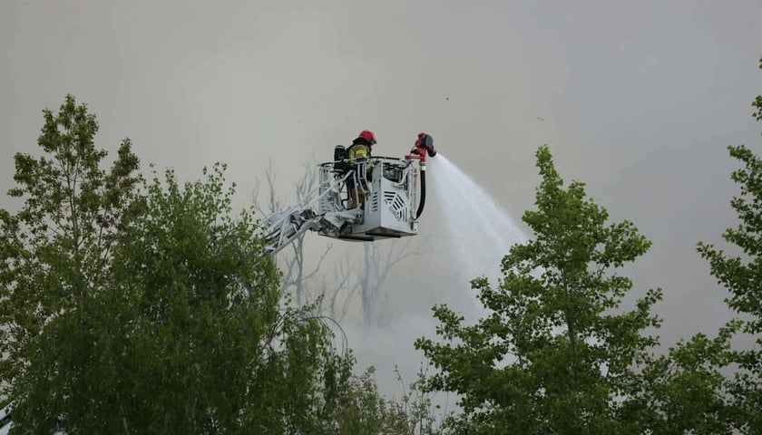 Powiększ obraz: Pożar w Pietrzykowicach 13.05.2026, akcja gaśnicza
