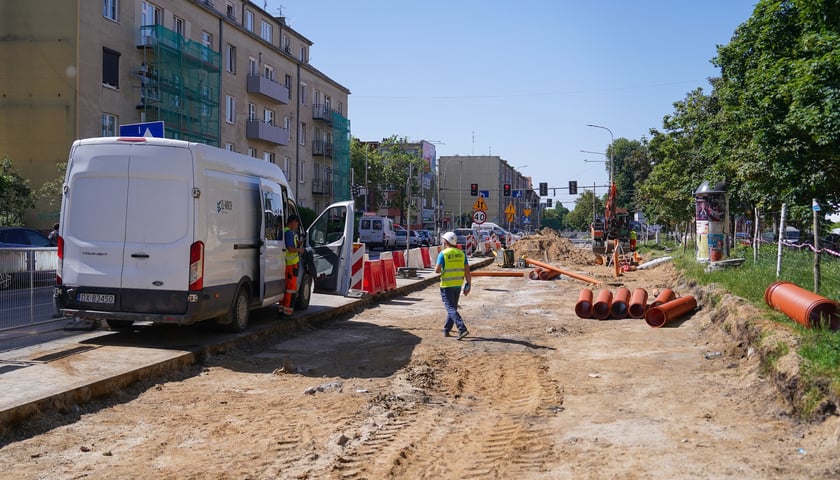 Powiększ obraz: Ulica Gajowicka w trakcie przebudowy - maj 2026 rok