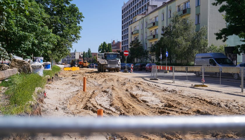 Powiększ obraz: Ulica Gajowicka w trakcie przebudowy - maj 2026 rok