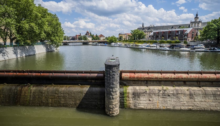 Odra na wysokości mostów Pomorskich, 2022 r.