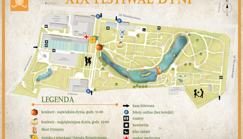 Powiększ obraz: Dolnośląski Festiwal Dyni 2022 mapa wydarzenia w Ogrodzie Botanicznym UWr.