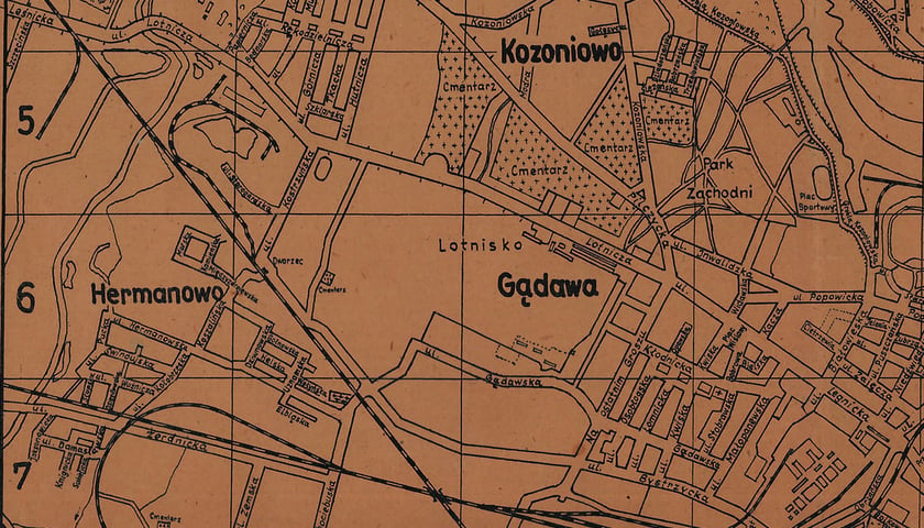 Powiększ obraz: Fragment mapy Wrocławia z lat 40. XX wieku