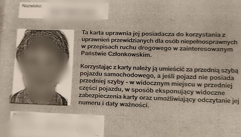 Powiększ obraz: Karta parkingowa