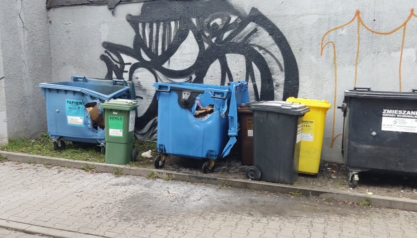 Podpalone pojemniki na odpady