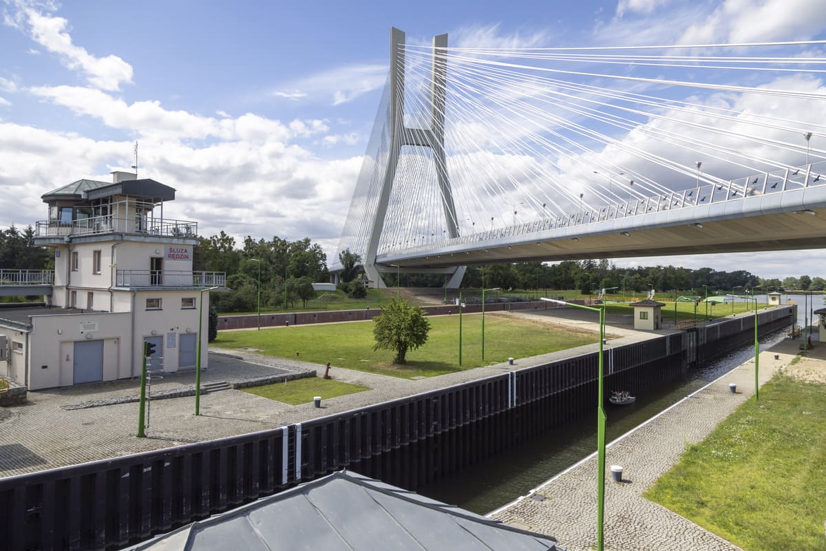 stopień wodny na Rędzinie po remoncie, sierpień 2023