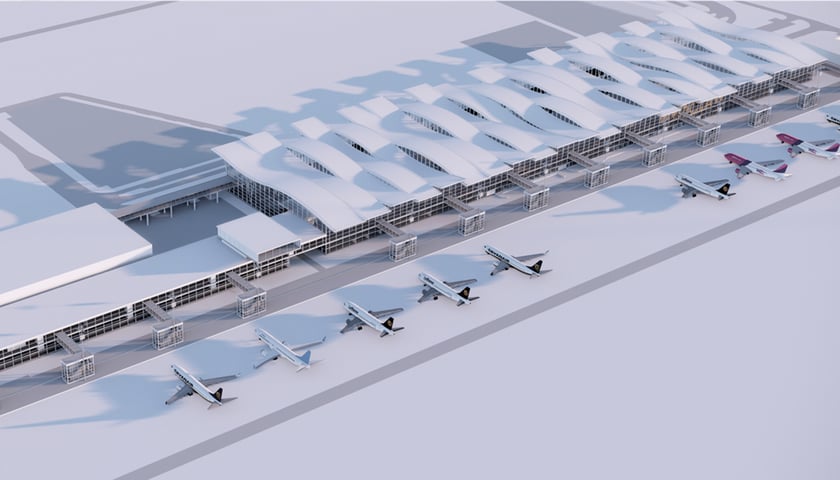 Powiększ obraz: Wizualizacja lotniska po rozbudowie