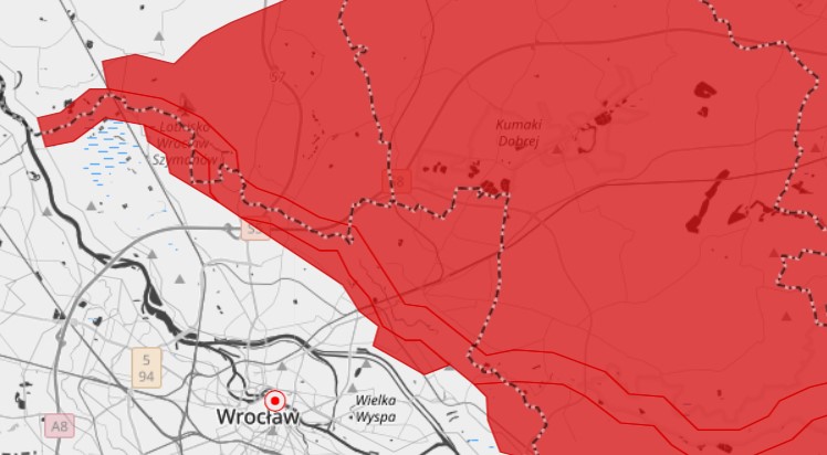 Powiększ obraz: Mapka - rzeka Widawa przekroczyła stany alarmowe