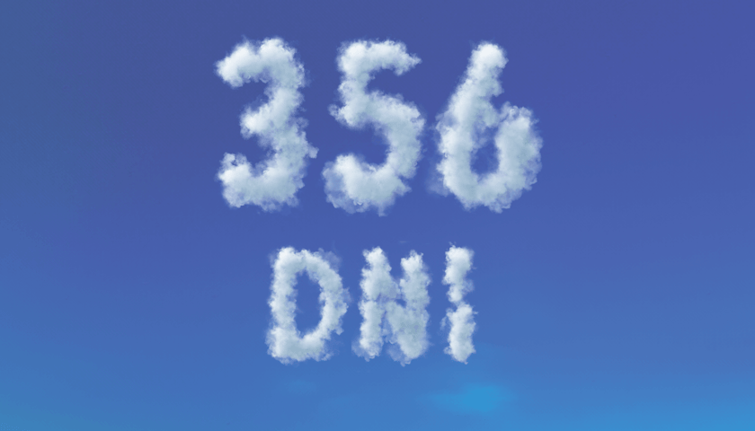 Powiększ obraz: Grafika przedstawiająca napis 356 dni z obłoków na czystym niebie