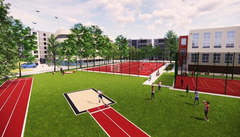 Nowe obiekty sportowe w Sportowej Szkole Podstawowej nr 46 przy ulicy Ścinawskiej