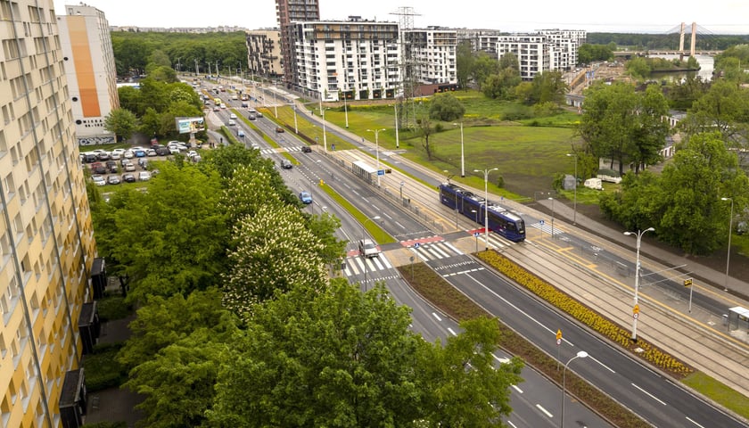 Powiększ obraz: <p>Trasa tramwajowa przez Popowice.</p>