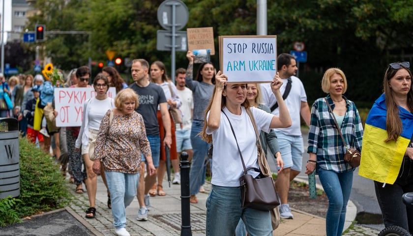 Marsz przeciw zbrodniom rosyjskim dokonywanym w Ukrainie. Wrocław, 13.07.2024