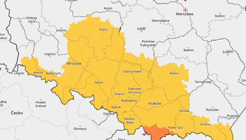 Powiększ obraz: <p>Mapa ostrzeżeń pogodowych na 8 września 2025</p>