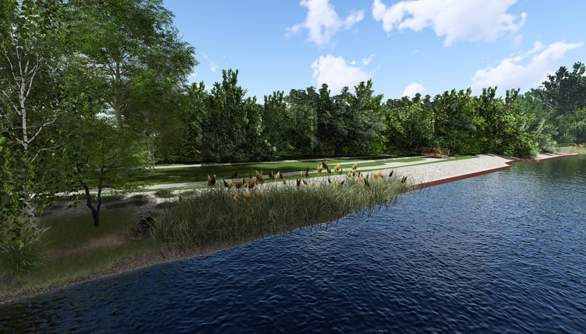 Wizualizacje parku kieszonkowego przy stawie na ul. Karpnickiej  na Praczach Odrzańskich