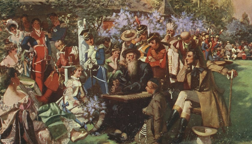 Powiększ obraz: Ilustracja do „Pana Tadeusza”: Jankiel cymbalista, Jan Czesław Moniuszko, pocztówka (obieg 1919 rok)