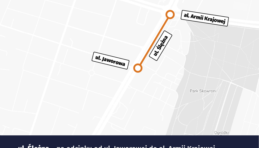 Zaznaczony na mapie odcinek ulicy