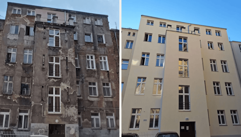 Powiększ obraz: <p>Podw&oacute;rzowa elewacja kamienicy przy Otwartej 13</p>